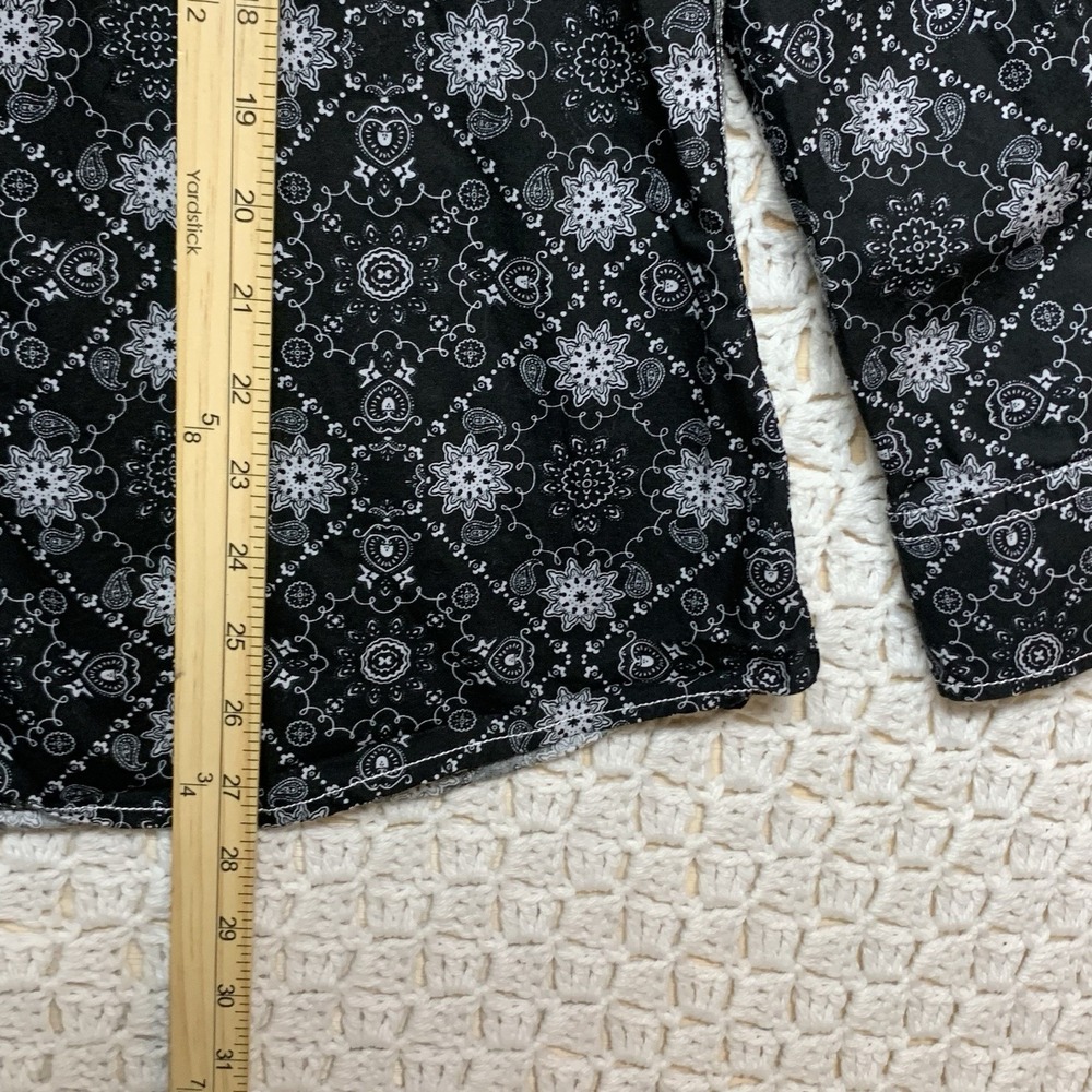 Women's Black Patterned Button Down Shirt - image 8
